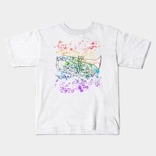 Cornet Rainbow Colours Cornetist Brass Musician Kids T-Shirt